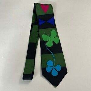 Gene Meyer Silk Tie Clover Butterfly Japan Pop Art Bold Statement Maximalist